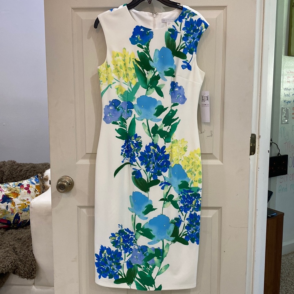 London Times white floral dress